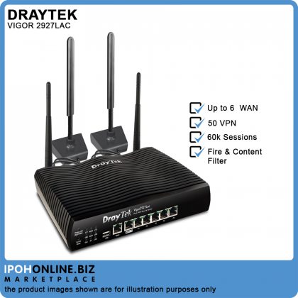 DrayTek Vigor 2927Lac Dual WAN Load Balancing Gigabit Firewall VPN 4G LTE Router Bandwidth Management with APP QoS DrayTek Vigor 2927Lac Dual WAN Load Balancing Gigabit Firewall VPN 4G LTE Router Bandwidth Management with APP QoS
